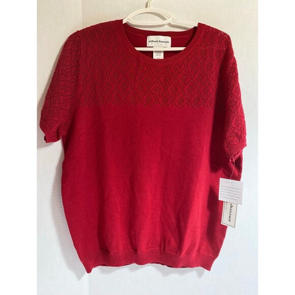NWT Alfred Dunner Red short sleeves sweater Size S cotton Blend ships free - Picture 1 of 10
